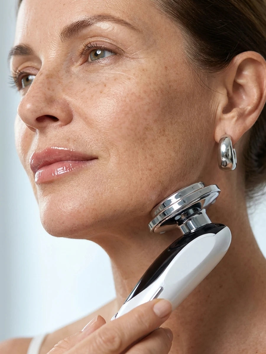 Microcurrent facial treatment with the Revimus LUMA Sculpting Wand