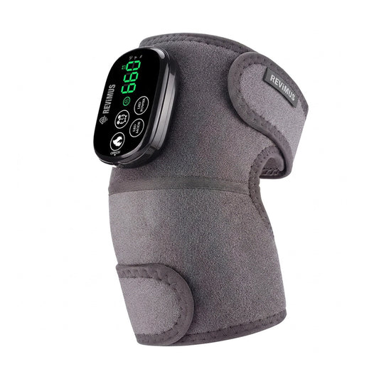 Revimus Motion red light heated knee massager with adjustable wrap and digital control panel