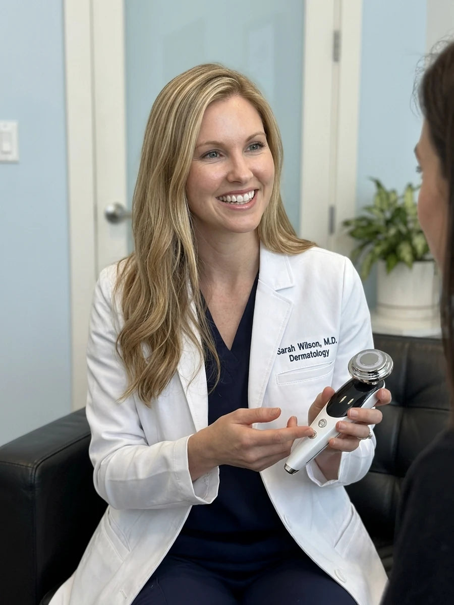 Dermatologist presenting the REVIMUS ORBIT™ during a consultation