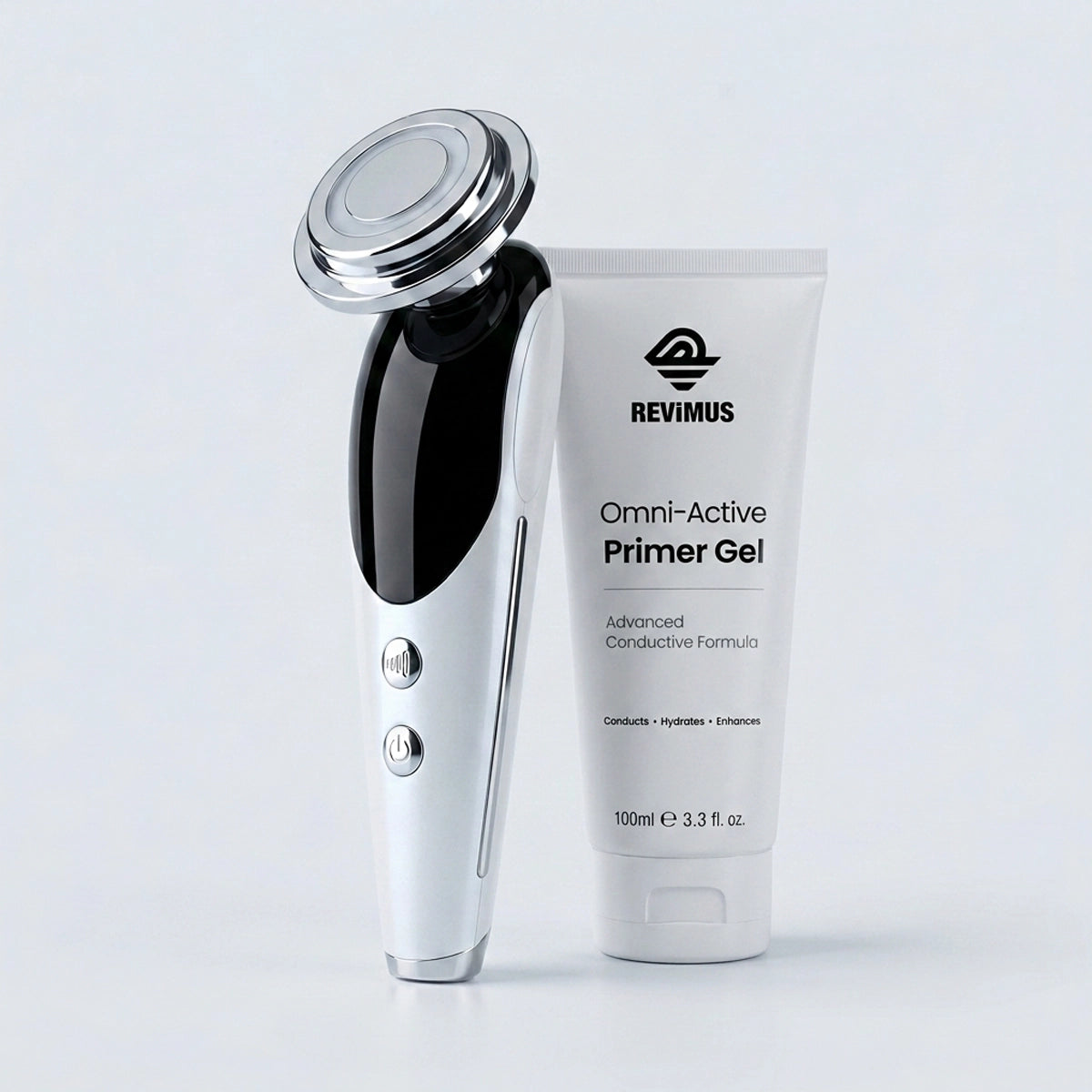 REVIMUS ORBIT facial contour device with Omni-Active Primer Gel conductive skincare system