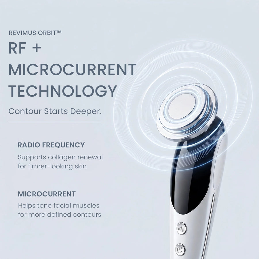 REVIMUS ORBIT RF and microcurrent facial technology for collagen support and contour definition